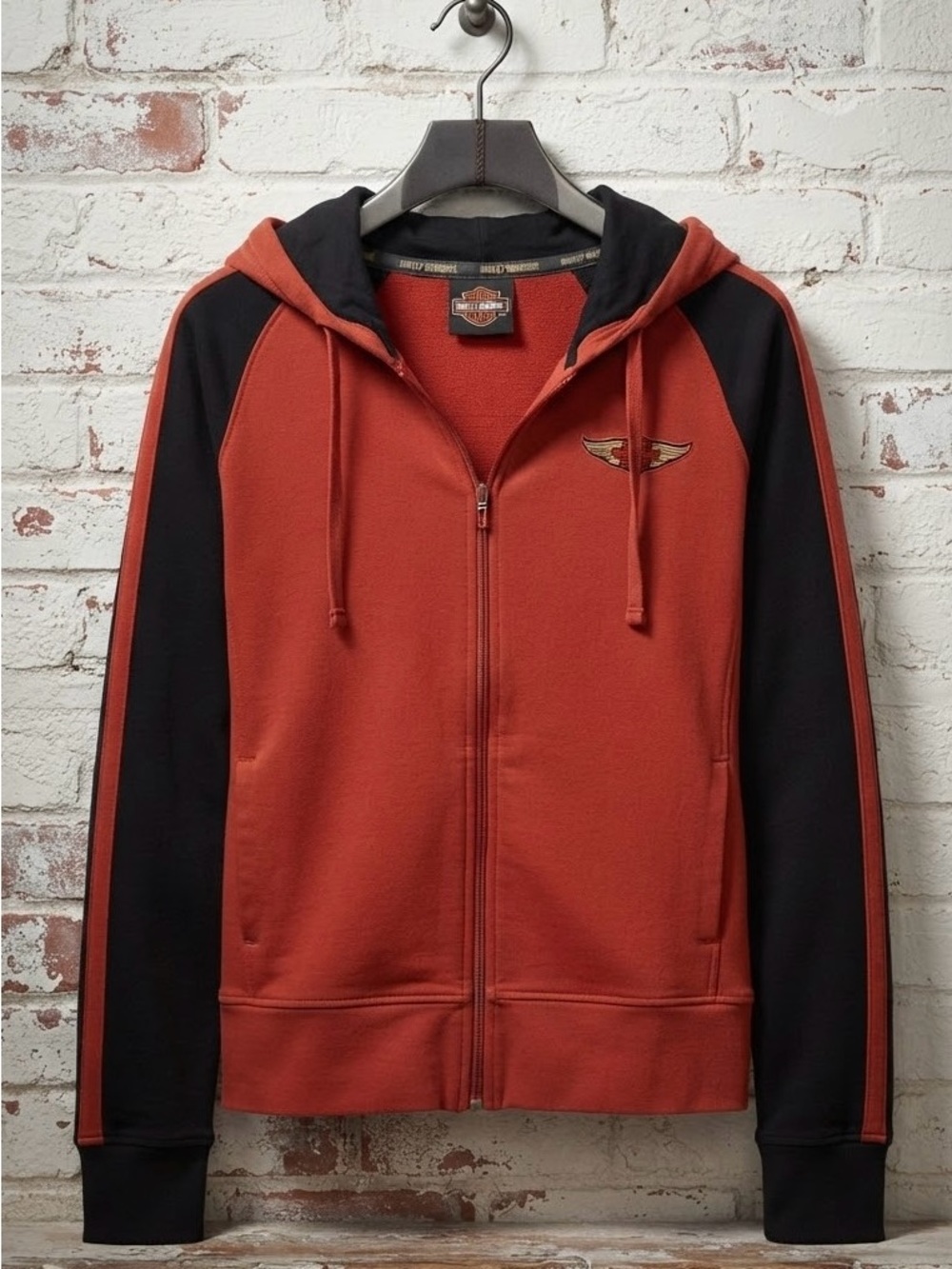 Harley-Davidson Rust Red & Black Embroidered Embroidered "Fine Workmanship"